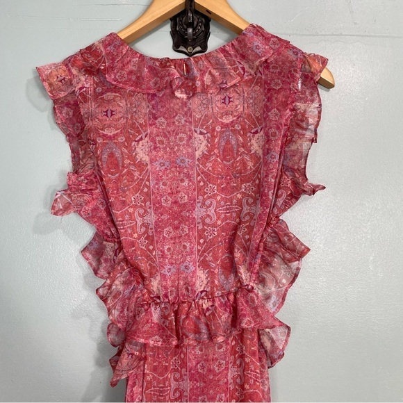 Misa Los Angeles Natasha Floral Cut‎ Out Midi Sleeveless Dress Red Flowy Medium - Picture 4 of 5